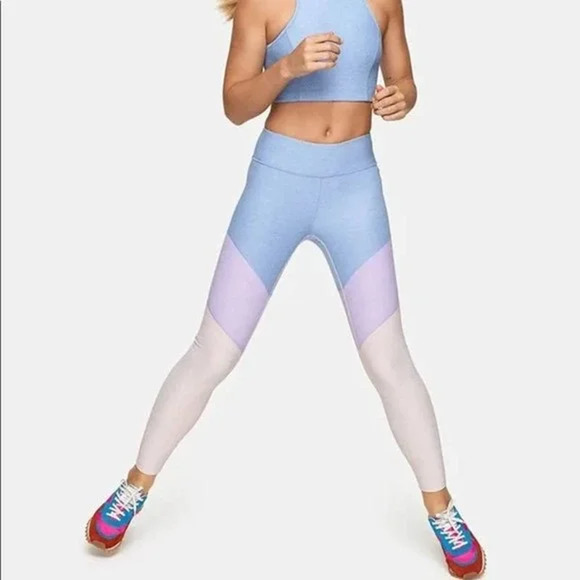 Outdoor Voices Leggings Medium Spring Lilac Colorblock 7/8 High Rise Workout - Picture 4 of 11